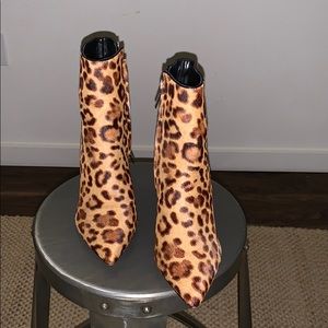 Leopard print real fur Marc Fisher bootie